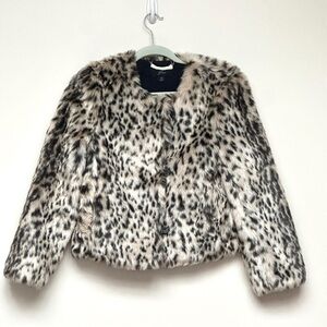 J.Crew Faux Fur Leopard Print Jacket Brown Black XS